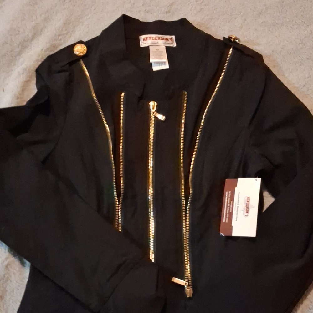 Stylish Black Utility Jacket with Gold Zippers